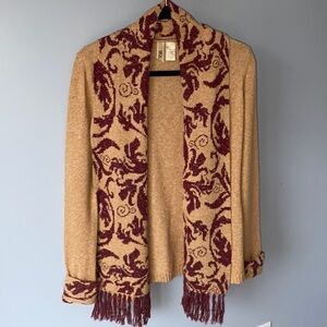 BKE Open Front Boho Cardigan with fringe Women's Sz M